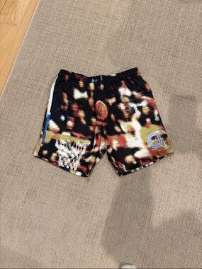 OVERTIME Kids Pixel-Print Athletic Shorts in Black & Multicolor